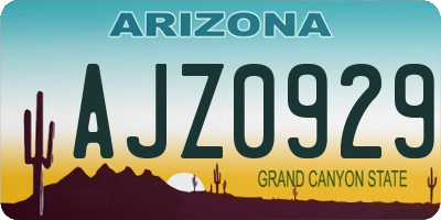 AZ license plate AJZ0929