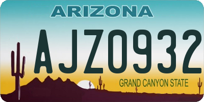 AZ license plate AJZ0932