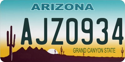 AZ license plate AJZ0934