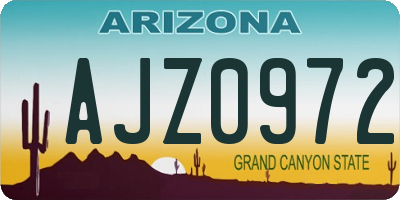 AZ license plate AJZ0972