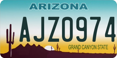 AZ license plate AJZ0974