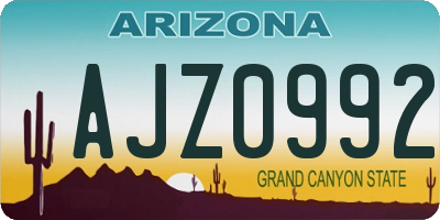 AZ license plate AJZ0992