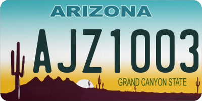AZ license plate AJZ1003