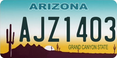 AZ license plate AJZ1403