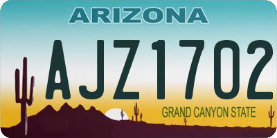 AZ license plate AJZ1702