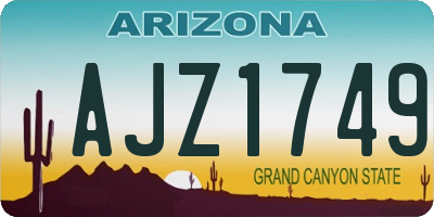 AZ license plate AJZ1749