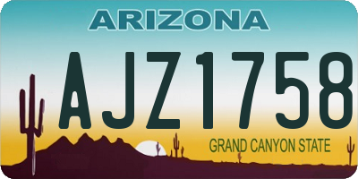 AZ license plate AJZ1758
