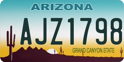 AZ license plate AJZ1798