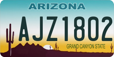 AZ license plate AJZ1802