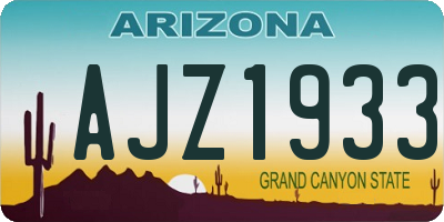 AZ license plate AJZ1933