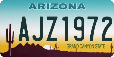 AZ license plate AJZ1972