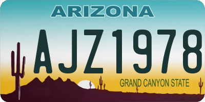AZ license plate AJZ1978