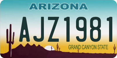 AZ license plate AJZ1981