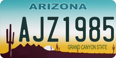 AZ license plate AJZ1985