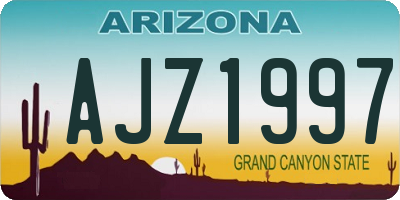 AZ license plate AJZ1997