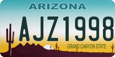 AZ license plate AJZ1998