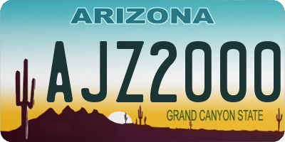 AZ license plate AJZ2000