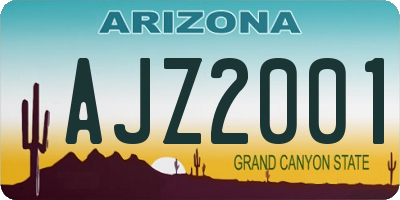 AZ license plate AJZ2001