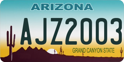 AZ license plate AJZ2003