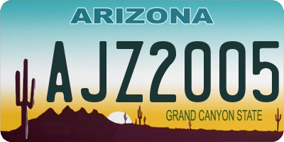 AZ license plate AJZ2005