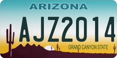 AZ license plate AJZ2014