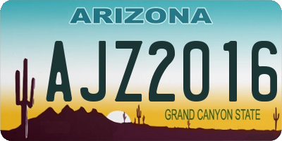 AZ license plate AJZ2016