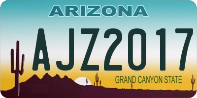AZ license plate AJZ2017