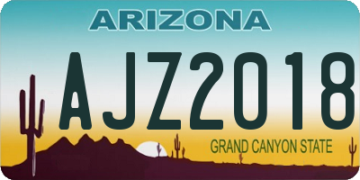 AZ license plate AJZ2018