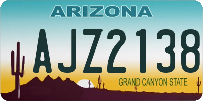 AZ license plate AJZ2138