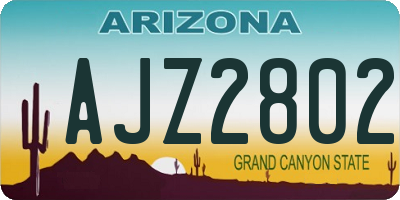 AZ license plate AJZ2802