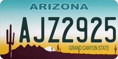 AZ license plate AJZ2925