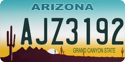 AZ license plate AJZ3192