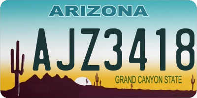 AZ license plate AJZ3418