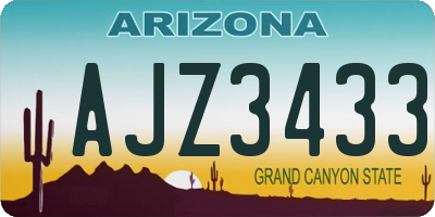 AZ license plate AJZ3433