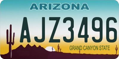AZ license plate AJZ3496