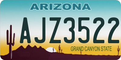 AZ license plate AJZ3522