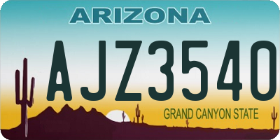 AZ license plate AJZ3540