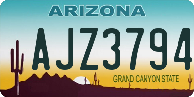 AZ license plate AJZ3794