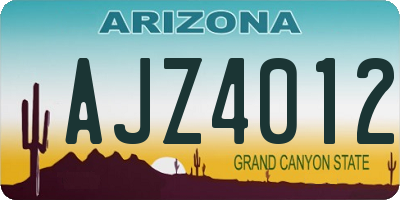 AZ license plate AJZ4012