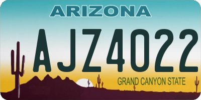 AZ license plate AJZ4022