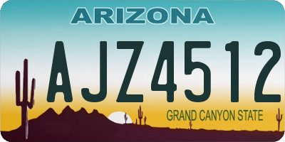 AZ license plate AJZ4512