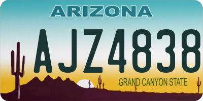 AZ license plate AJZ4838