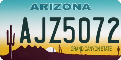 AZ license plate AJZ5072