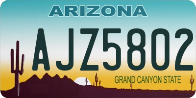AZ license plate AJZ5802