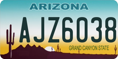 AZ license plate AJZ6038