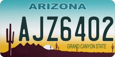 AZ license plate AJZ6402