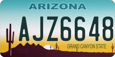 AZ license plate AJZ6648