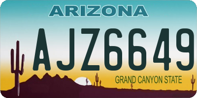 AZ license plate AJZ6649