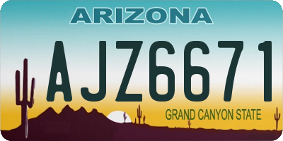 AZ license plate AJZ6671