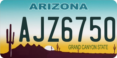AZ license plate AJZ6750